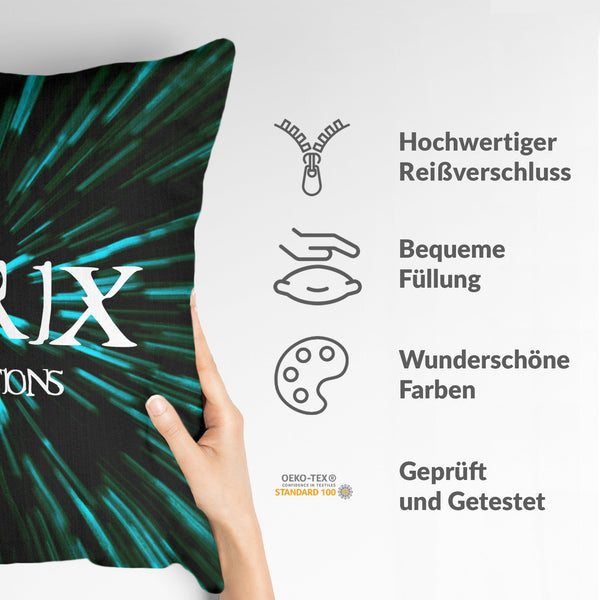 Health pillow with The Matrix lettering