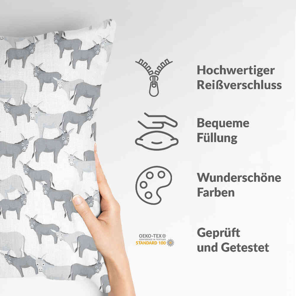 Coussin de santé gris avec des ânes