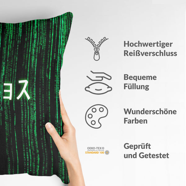 Health pillow green matrix code