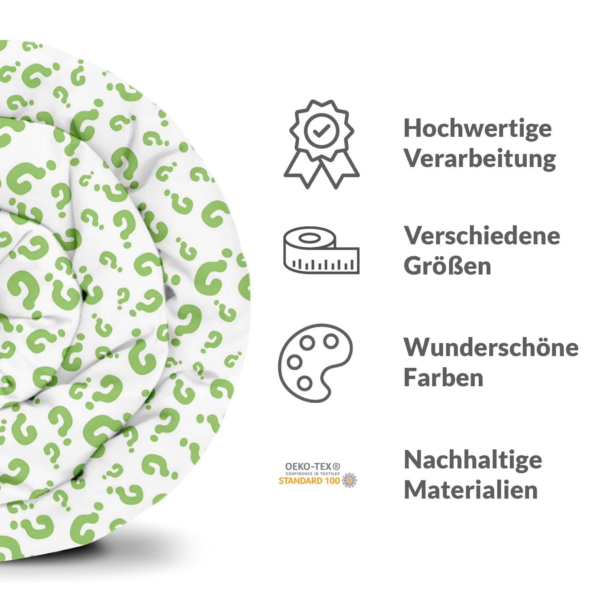 Couverture thérapeutique originale - Housse en coton Points d'interrogation verts