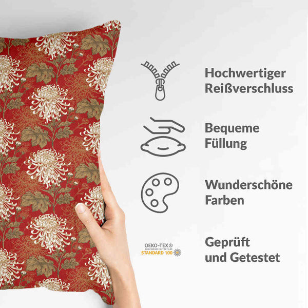 Health Pillow Red Large Blossom