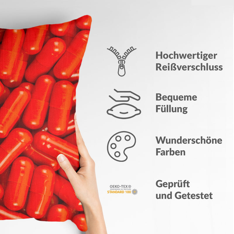 Health pillows, red tablets.