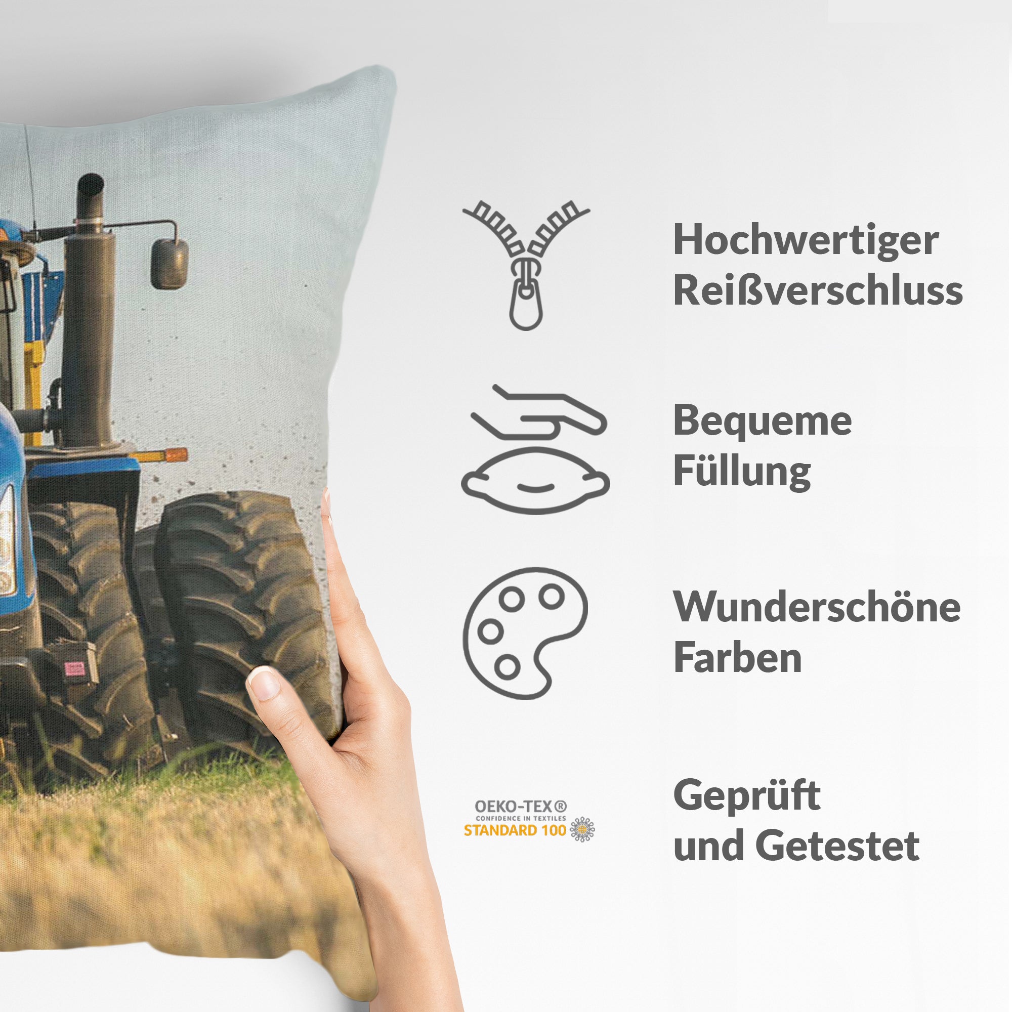 Health pillow tractor in blue