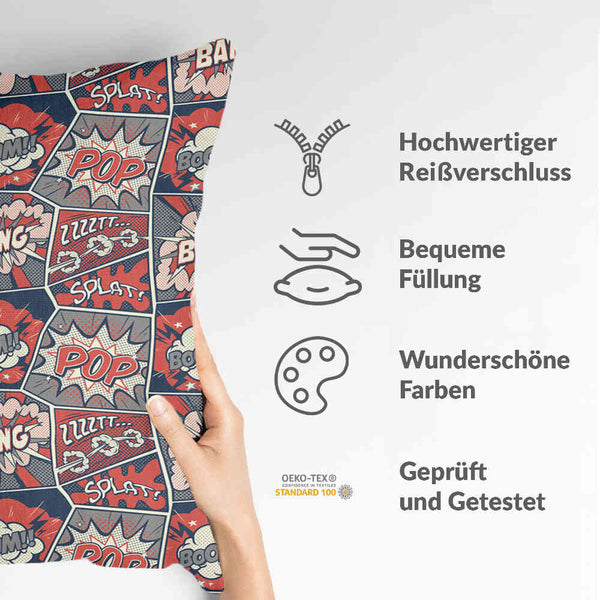 Health Pillow Red with Comic
