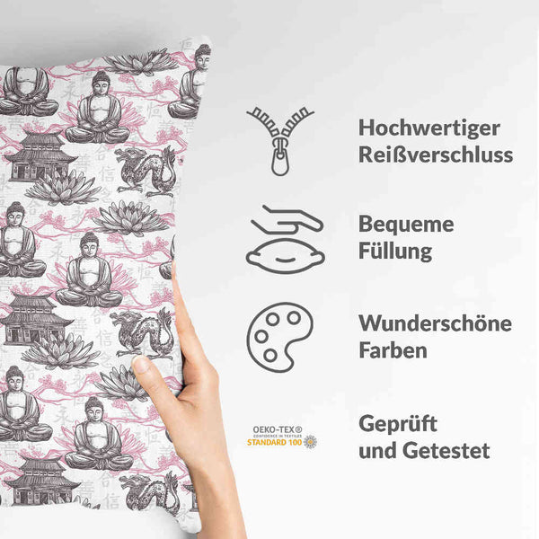 Health pillow with pink Buddha