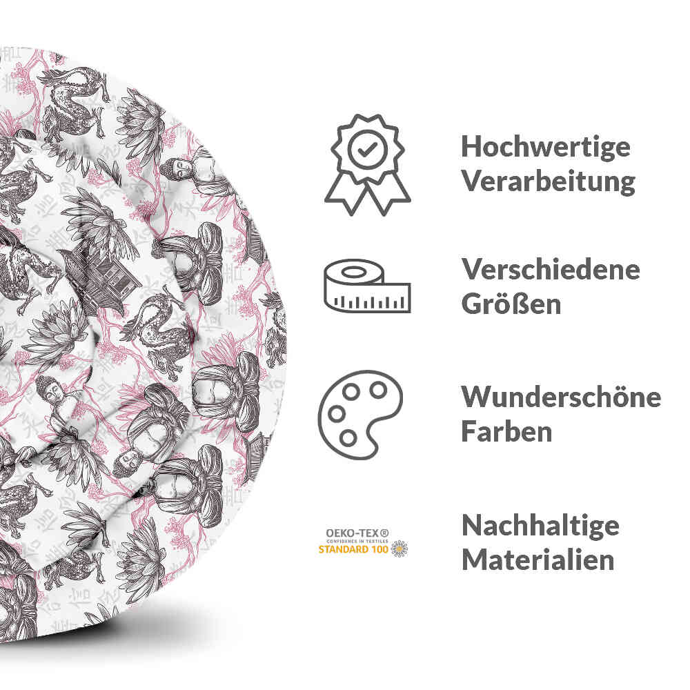 Ensemble de literie avec couverture thérapeutique et Bouddha rose