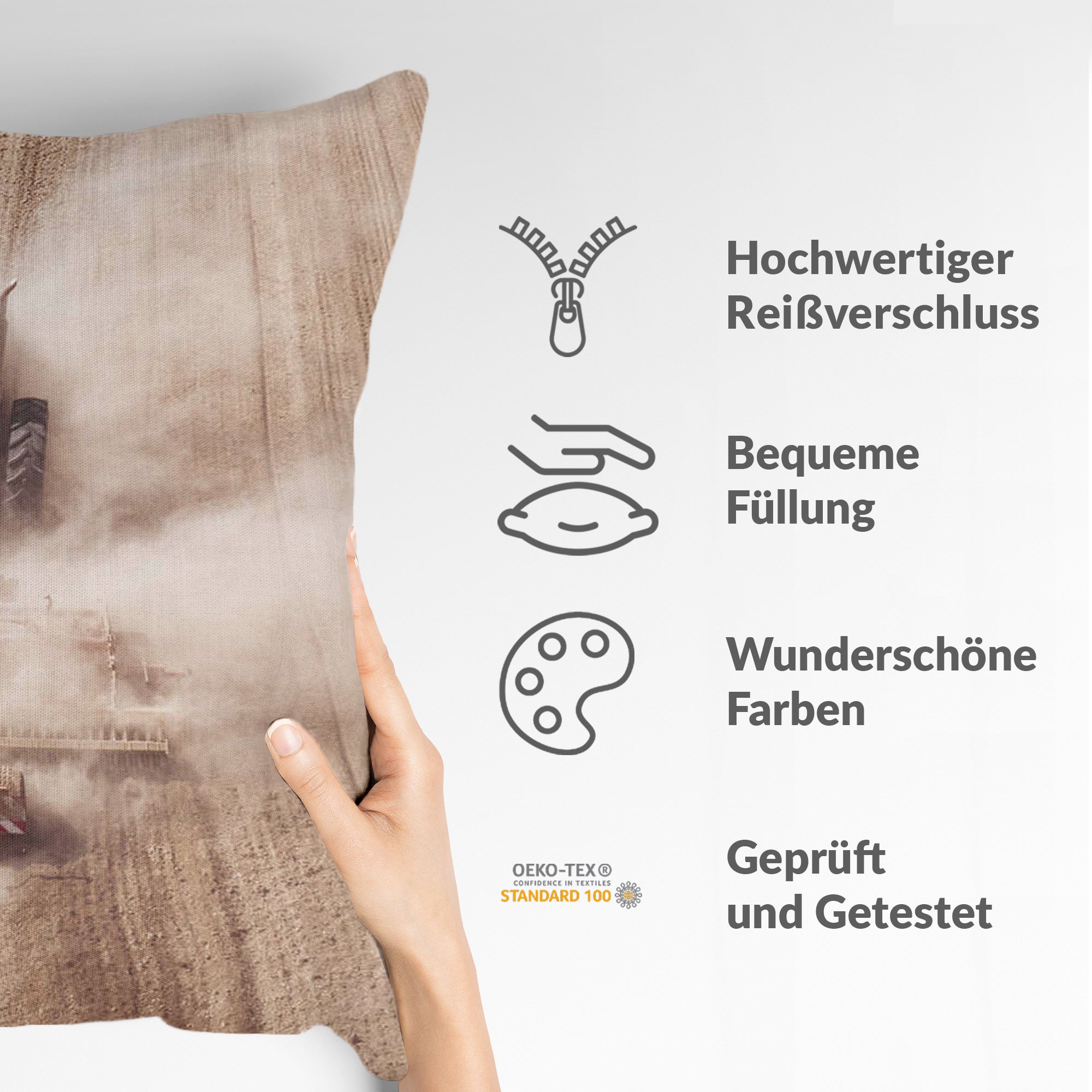 Health pillow tractor in the dust