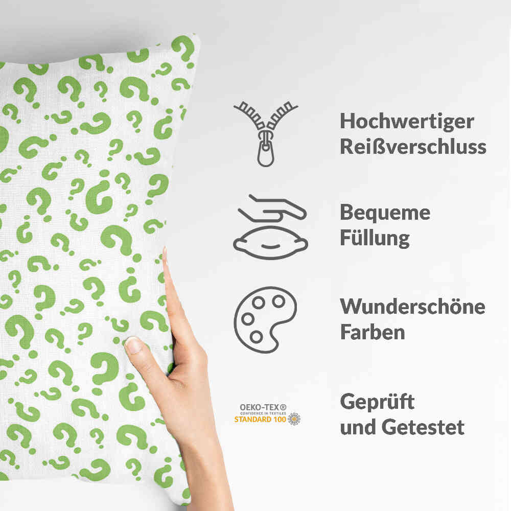 Health Pillow Green Question Marks