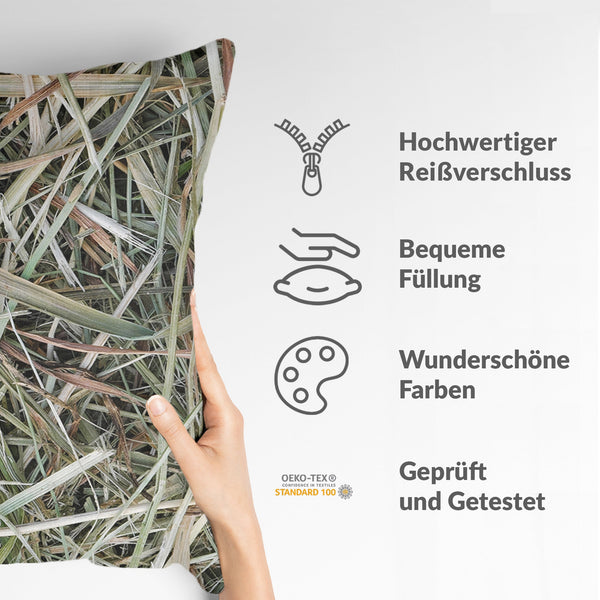 White health pillow with straw
