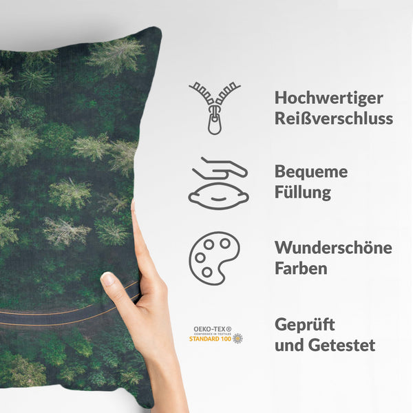 Health pillow, street in the forest.