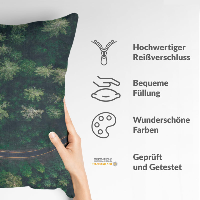 Health pillow, street in the forest.