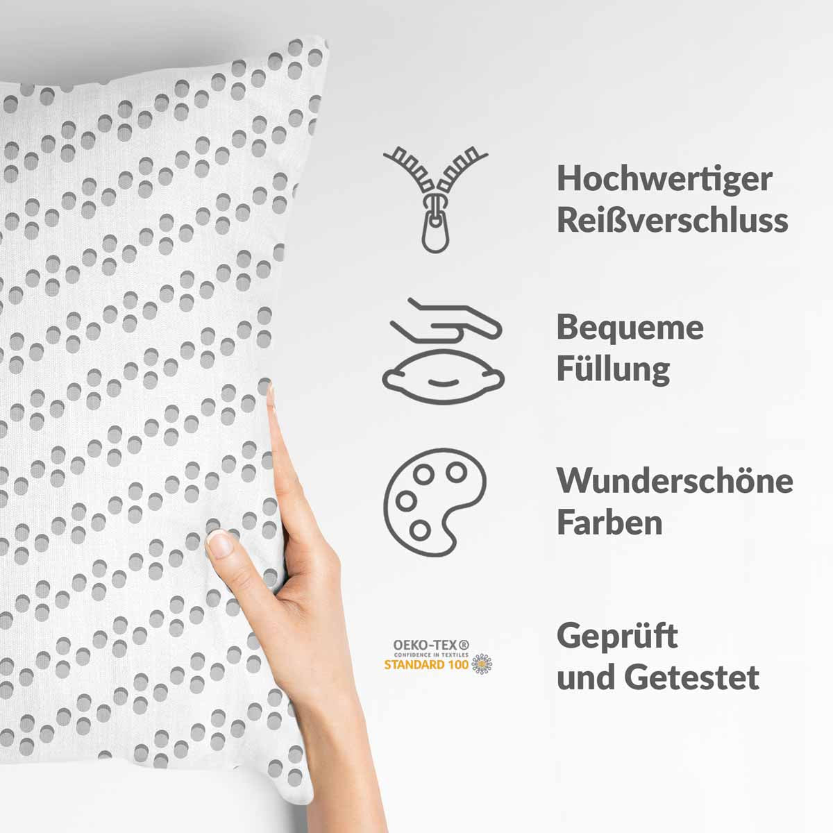 Health pillow white with gray circles