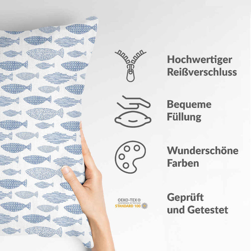 Health pillows blue fish