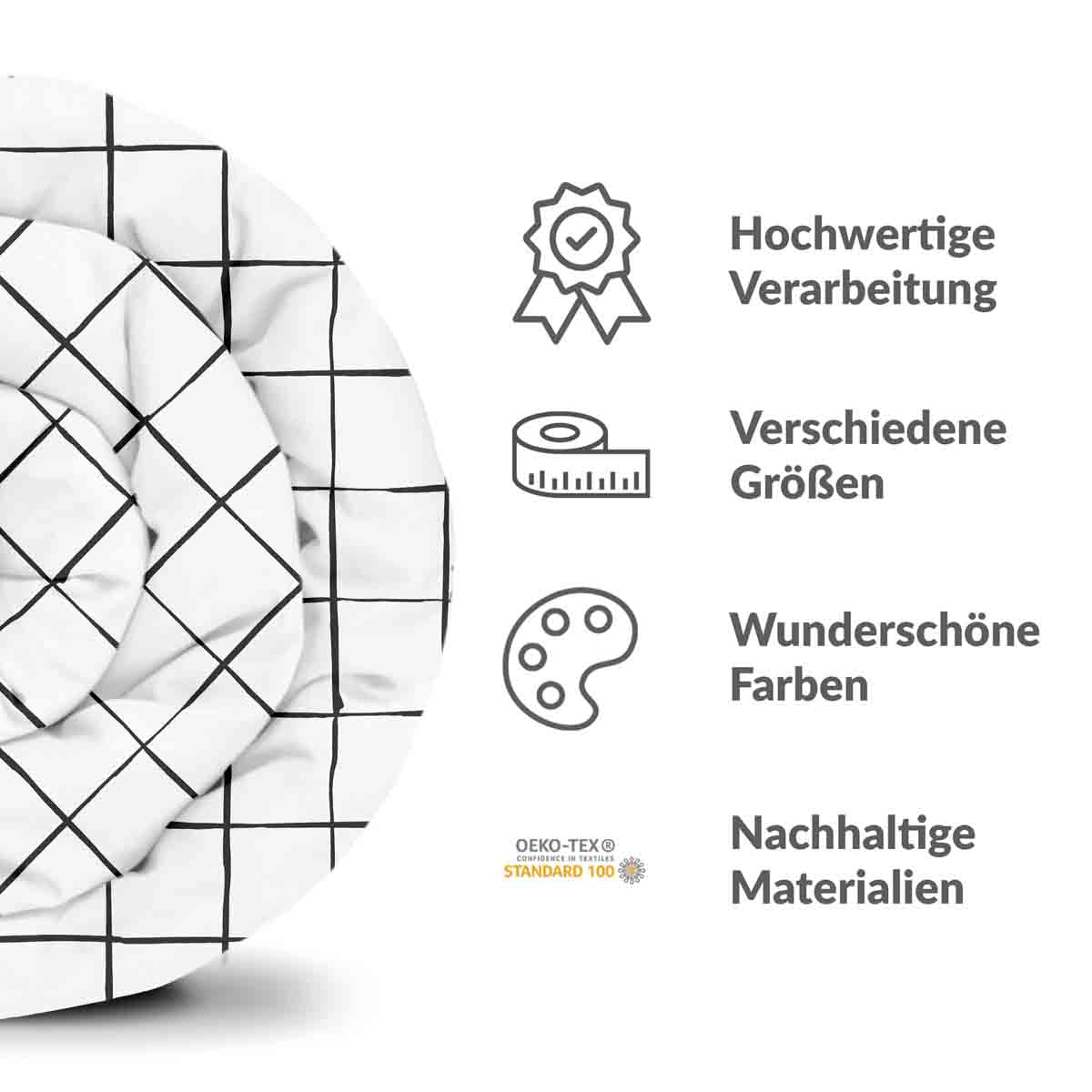 Couette de thérapie Ensemble de literie blanc avec carreaux noirs