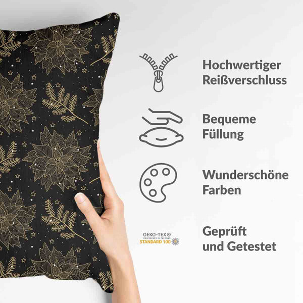 Health pillow, black, Christmas star
