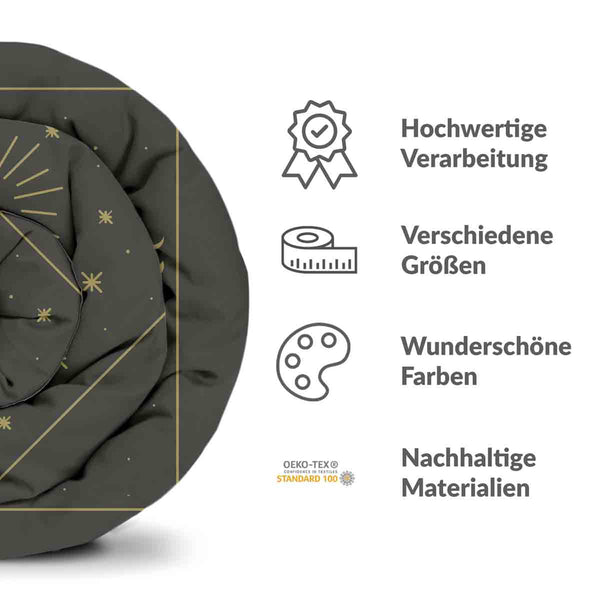 Therapy blanket bedding set, black, sun and cosmos.