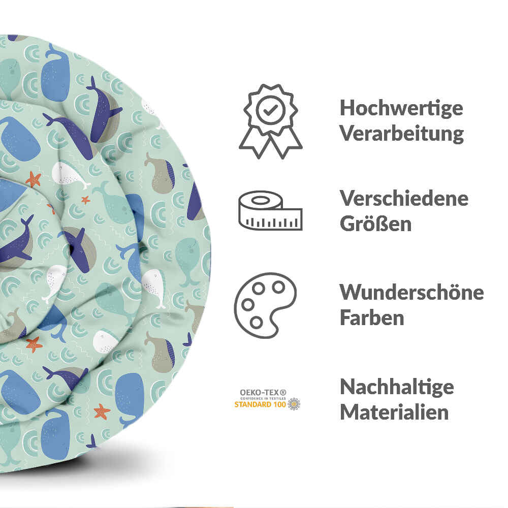 Original therapy blanket - cotton cover green with whales