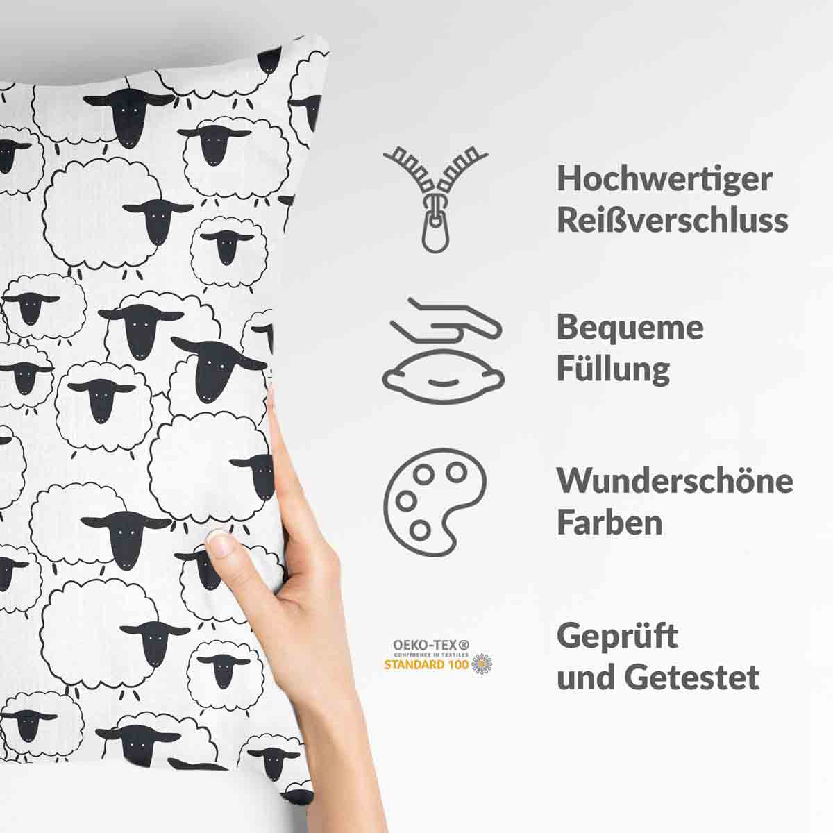 Coussin de santé blanc avec des moutons