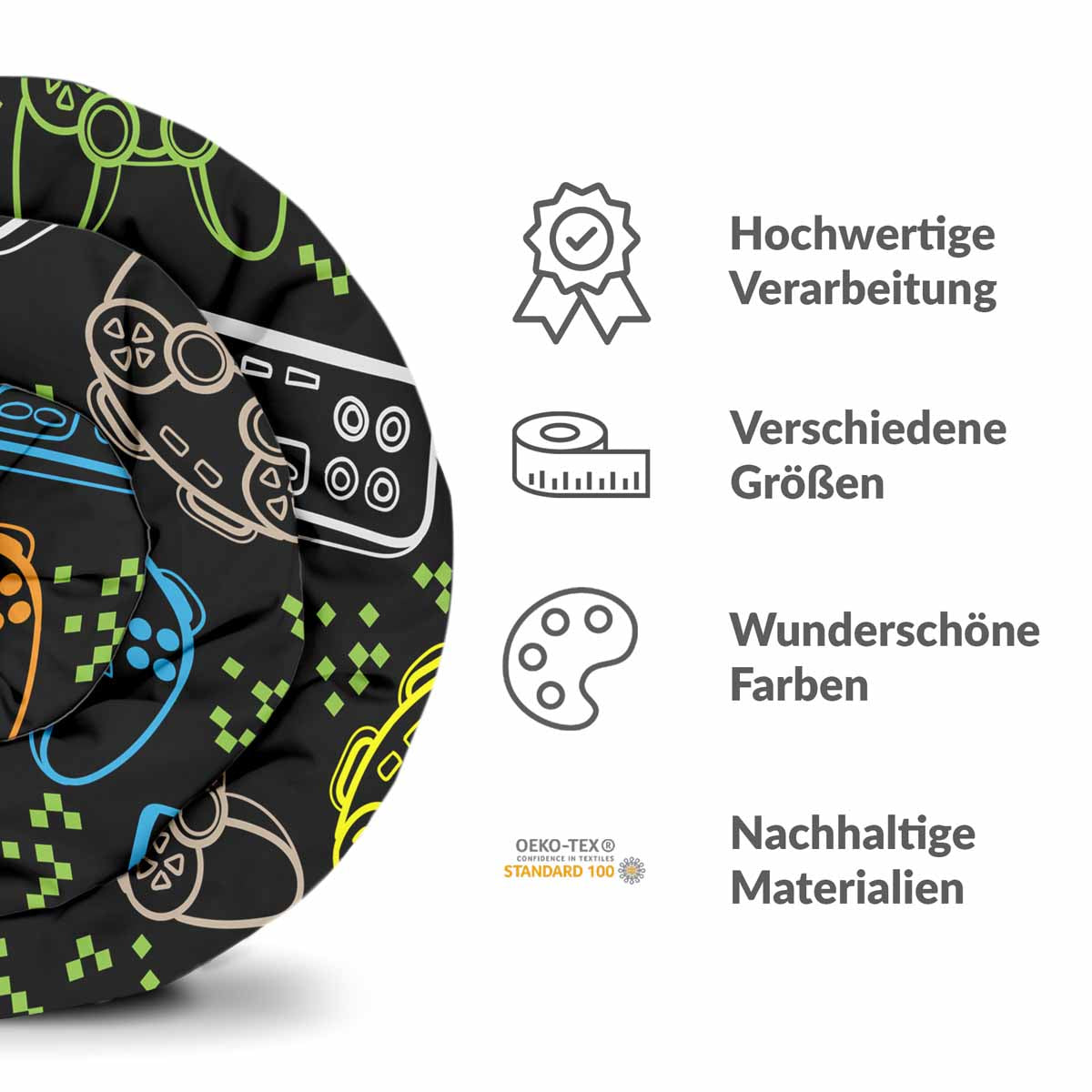 Couverture thérapeutique originale - Housse en coton noire avec consoles de jeux