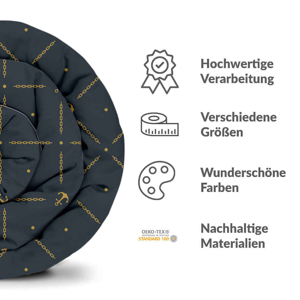 Couverture thérapeutique originale - Housse en coton bleue avec ancre