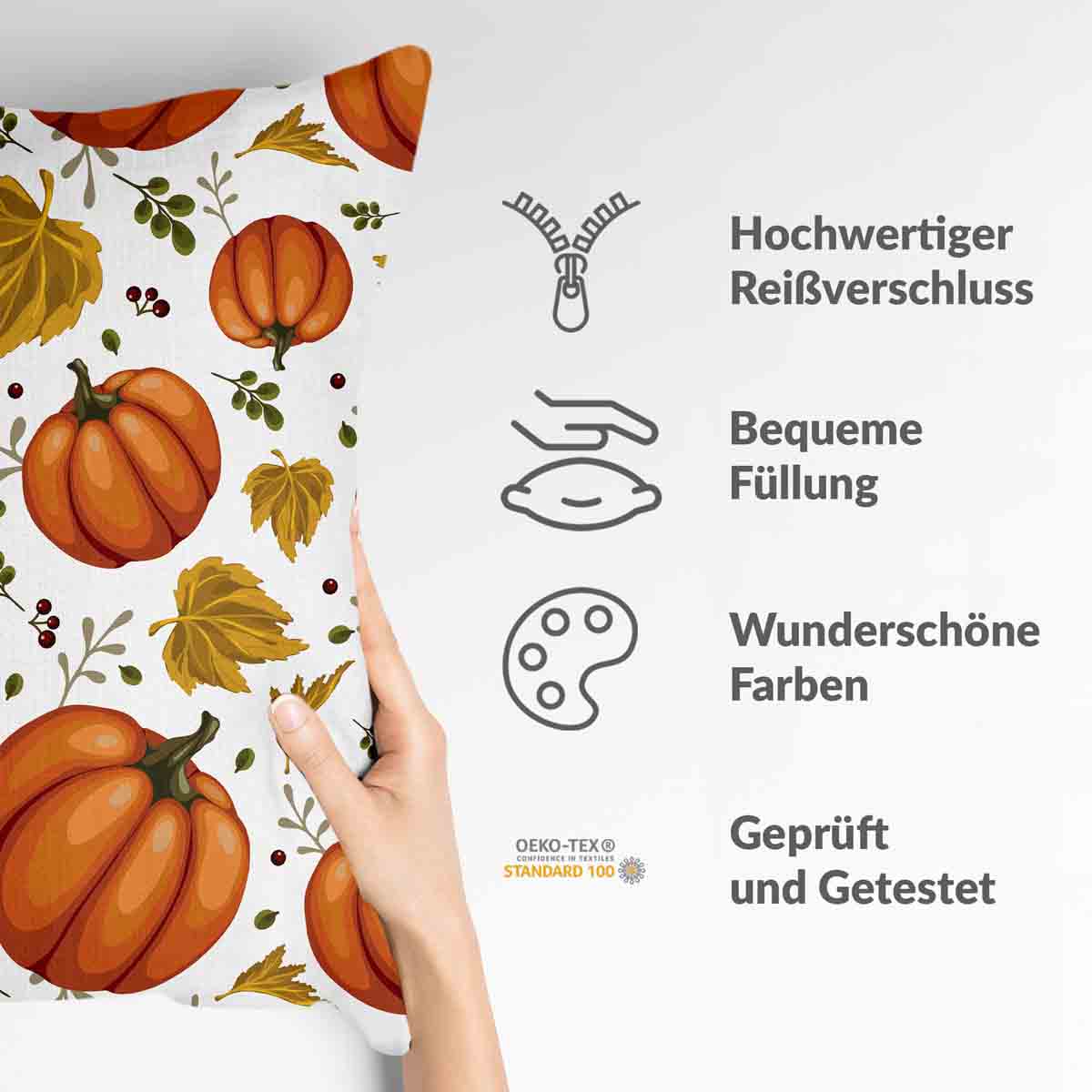 Coussin de santé blanc avec de grosses citrouilles