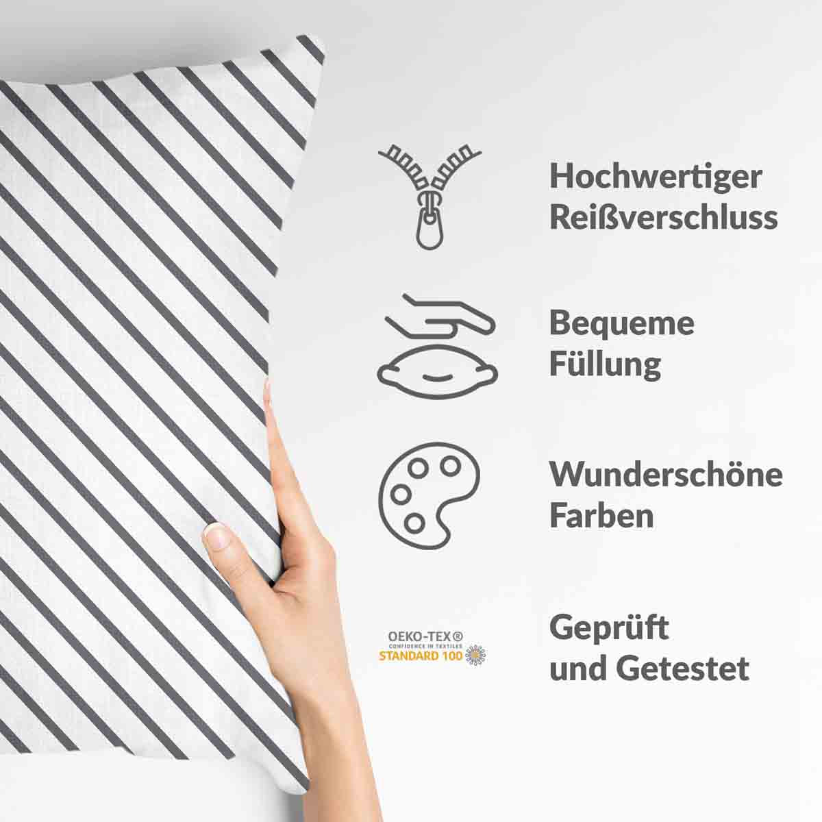 Health Pillow Gray Horizontal Stripes