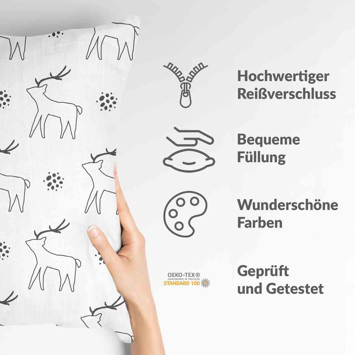 Health Pillow White with Deer