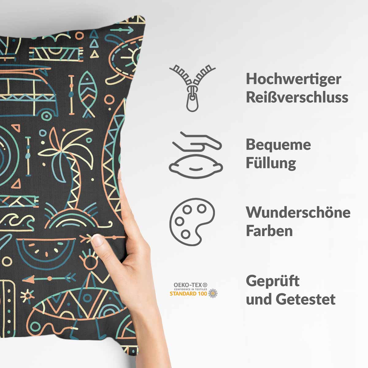 Coussin de santé avec motif hawaïen vert