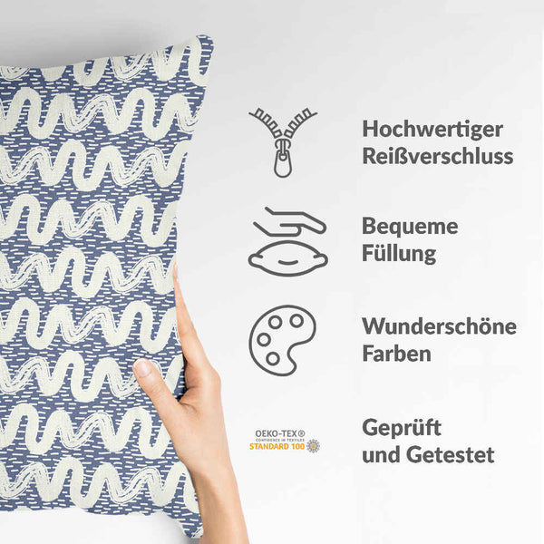 Health pillow blue white waves