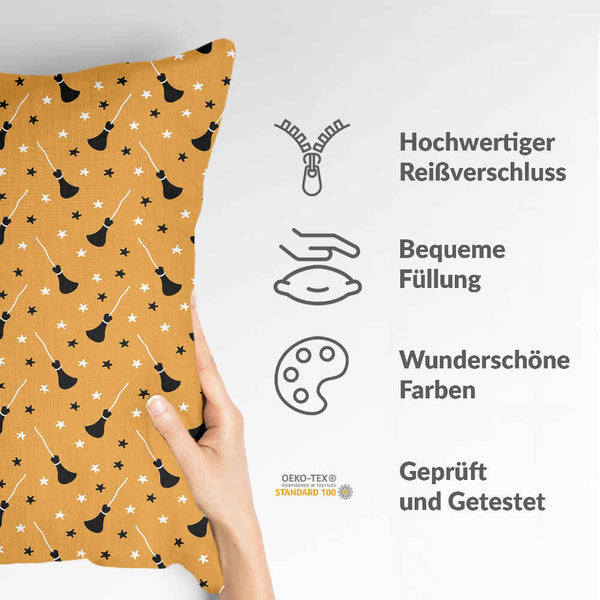 Health pillow orange with Potter's broom