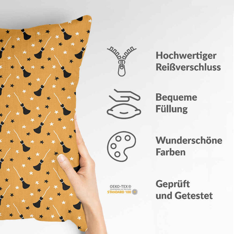 Health pillow orange with Potter's broom