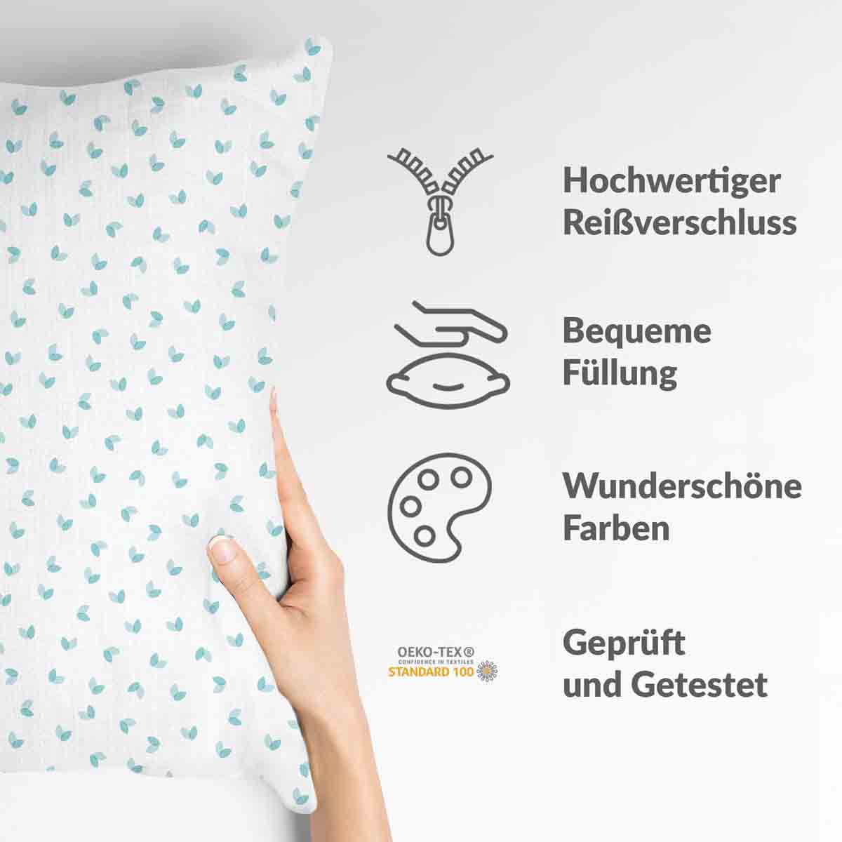 Health pillow white with blue hearts