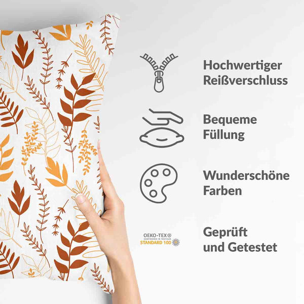 White health pillow with autumnal branches