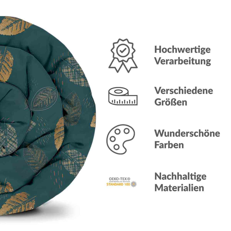 Original therapy blanket - cotton cover green with golden leaf