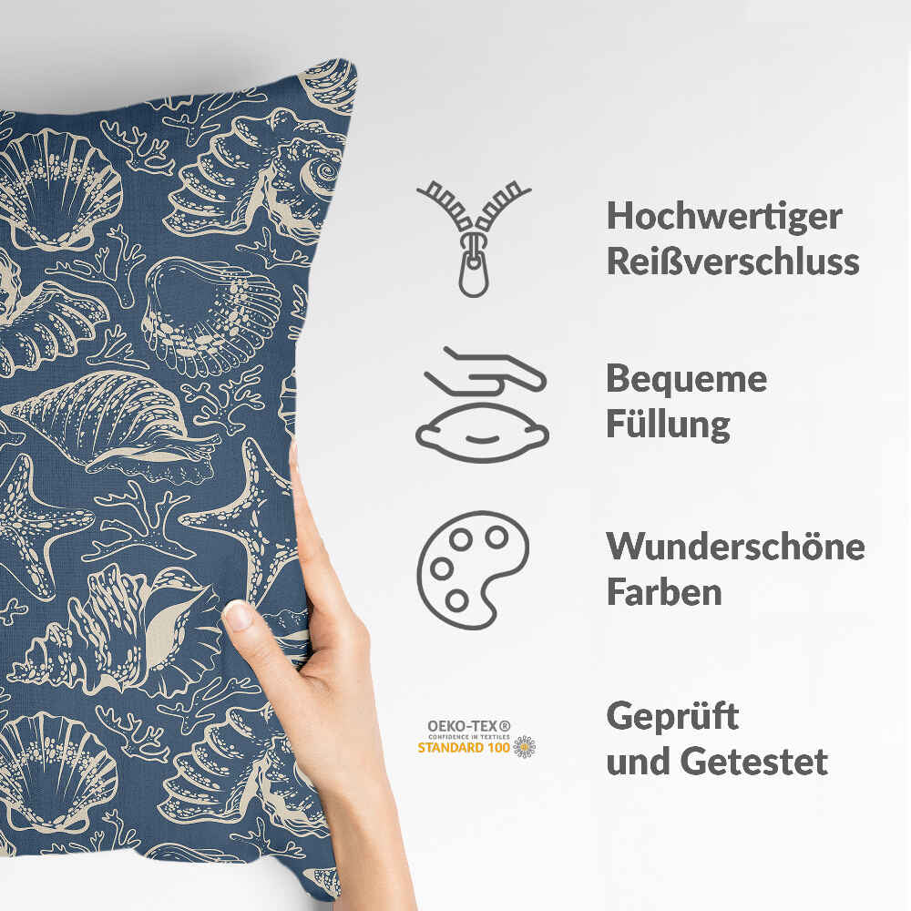 Health Pillow Blue with Shells