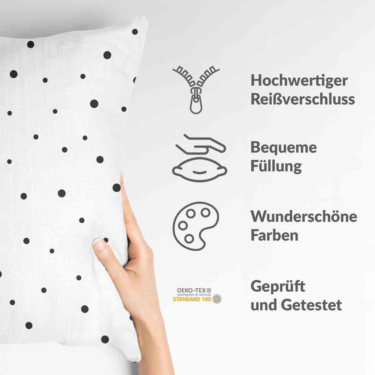 Coussin de santé blanc avec des points épars