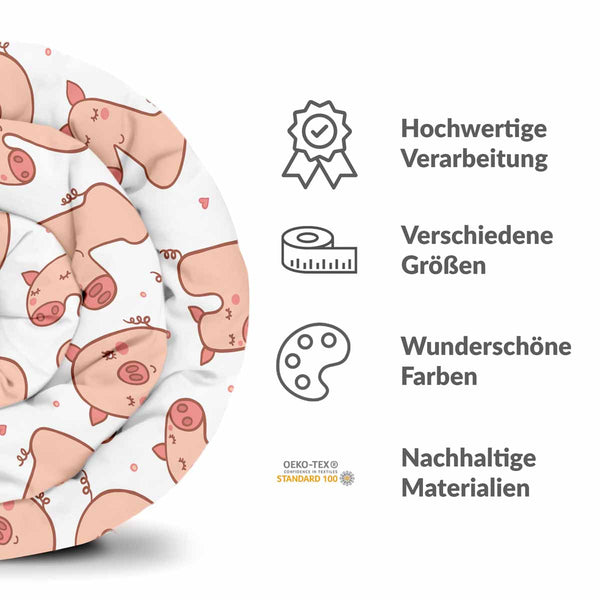 Original therapy blanket - cotton cover white with numbers and pigs