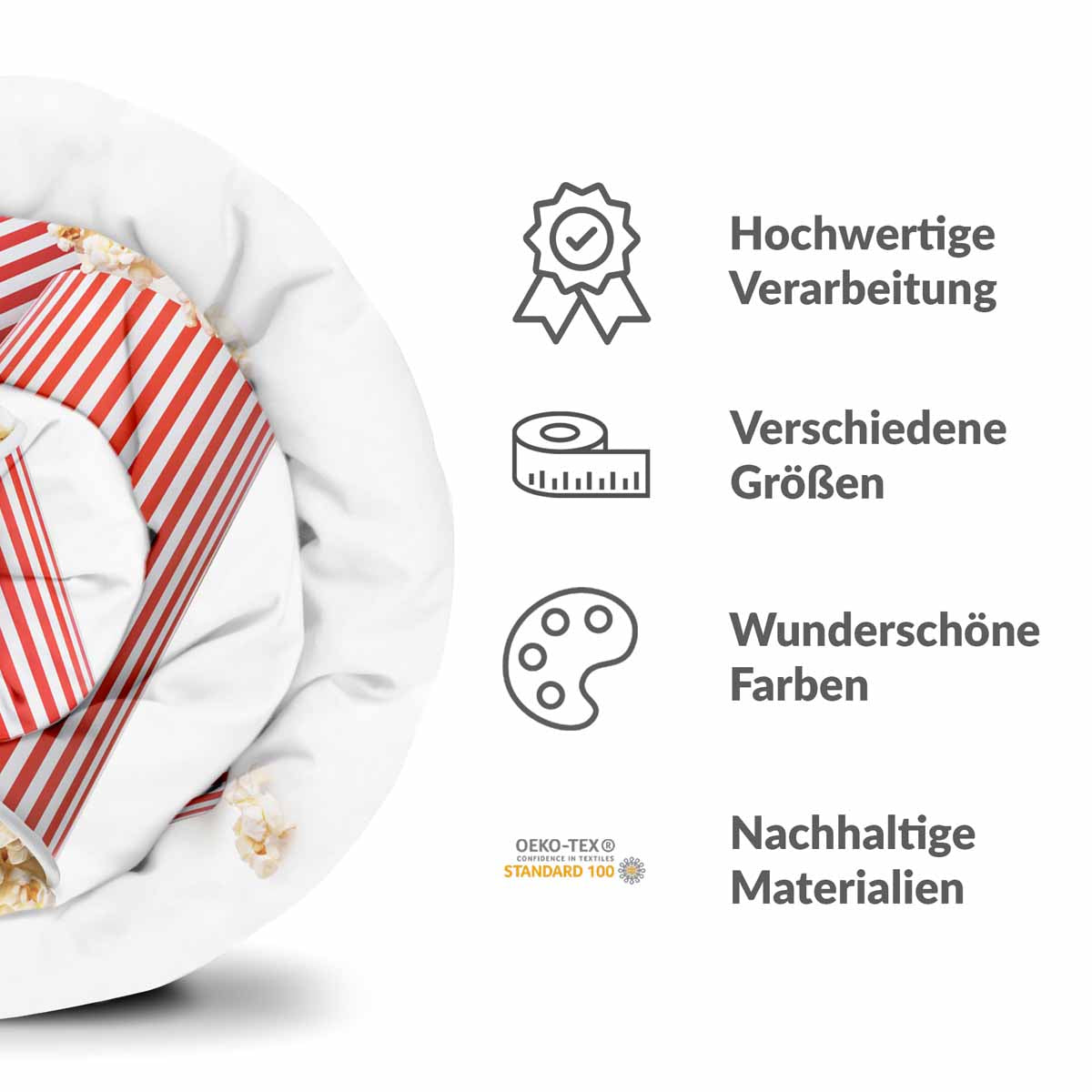 Couverture thérapeutique originale - Housse en coton blanc avec popcorn