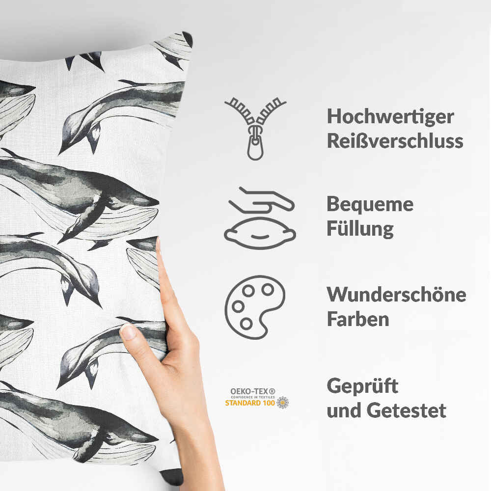 Coussin de santé baleine bleue noire