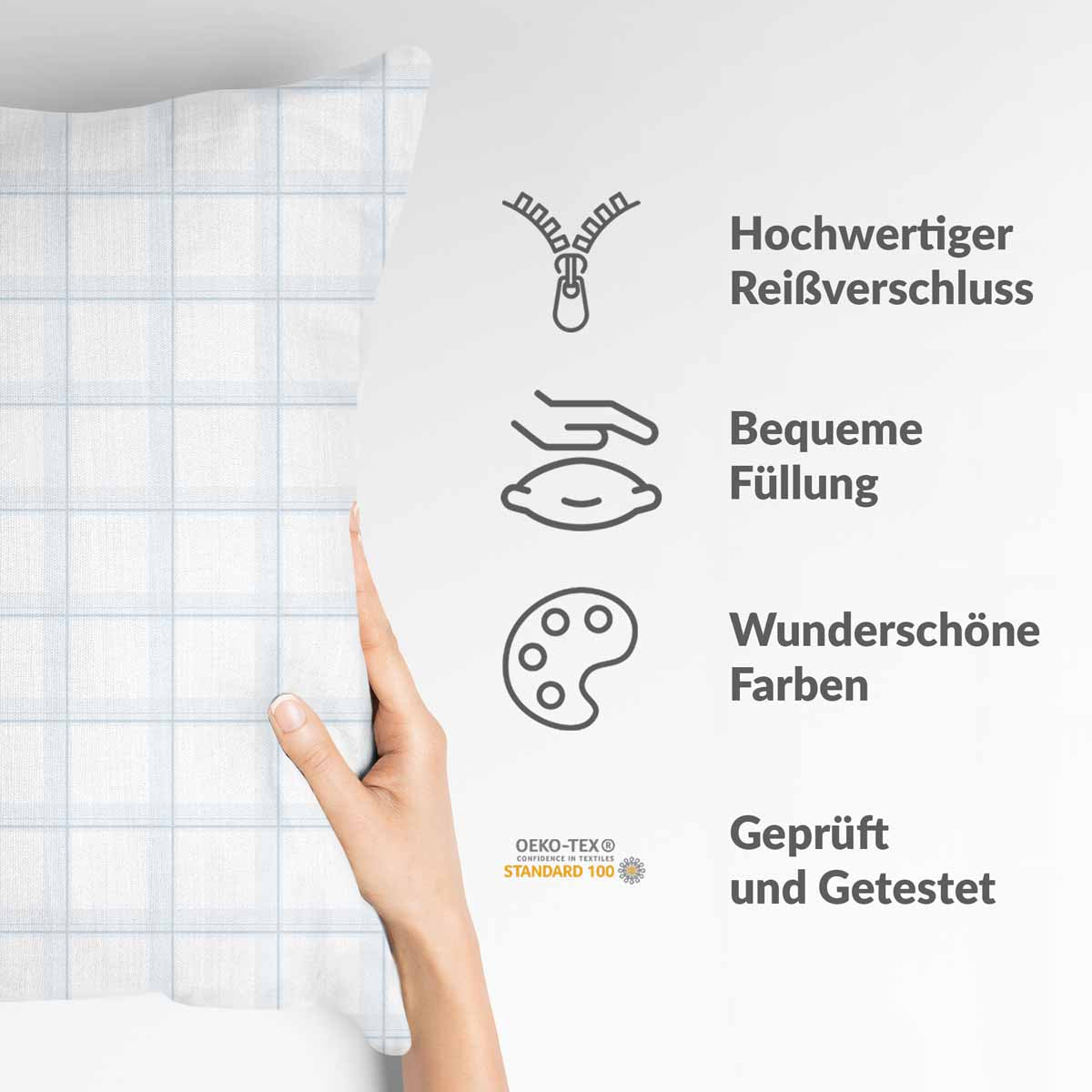 Coussin de santé blanc bleu à carreaux