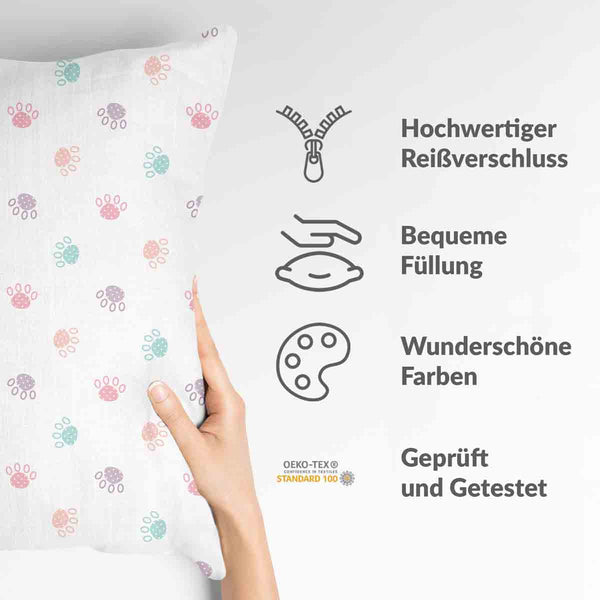 Health pillow white with colorful paws