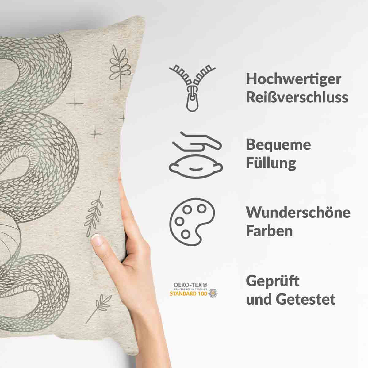 Coussin de santé beige avec serpent