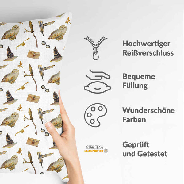 White health pillow with owls