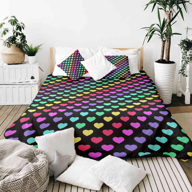 Therapy blankets and bedding set, colorful hearts
