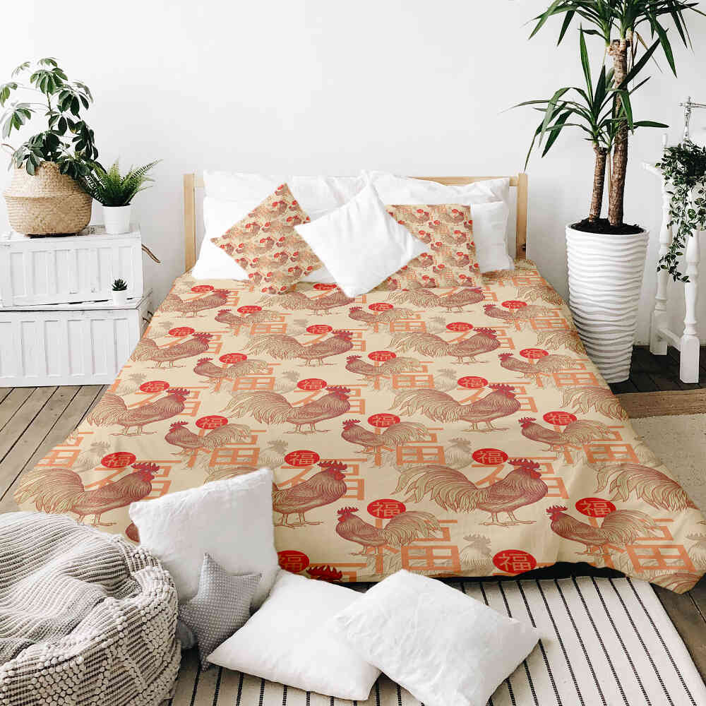 Ensemble de literie avec couverture thérapeutique Coq chinois