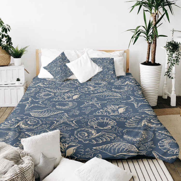 Original therapy blanket - cotton cover blue with shells