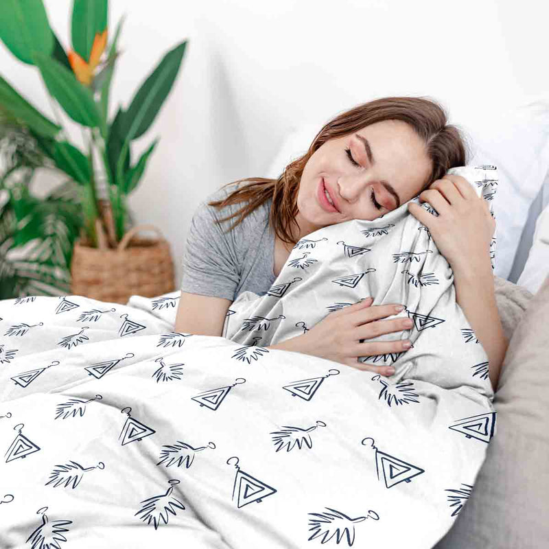 Original therapy blanket - cotton cover white with boho earrings