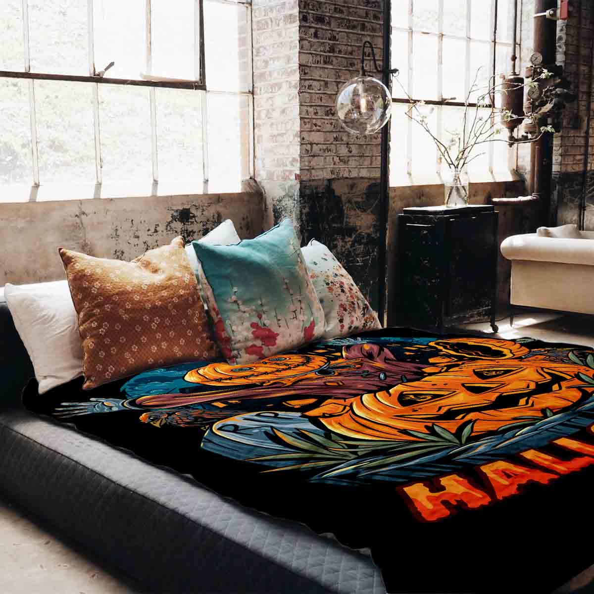 Couverture thérapeutique originale - Housse en coton Halloween Citrouille