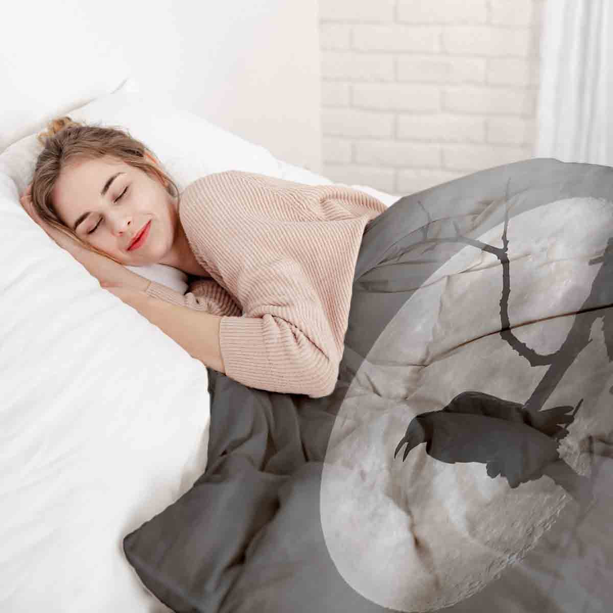 Couverture thérapeutique originale - Housse en coton Corbeau au clair de lune