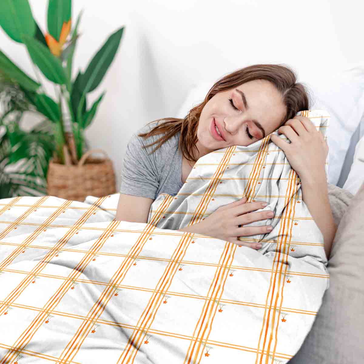Original Therapy Blanket - Cotton Bedding Set Yellow Check